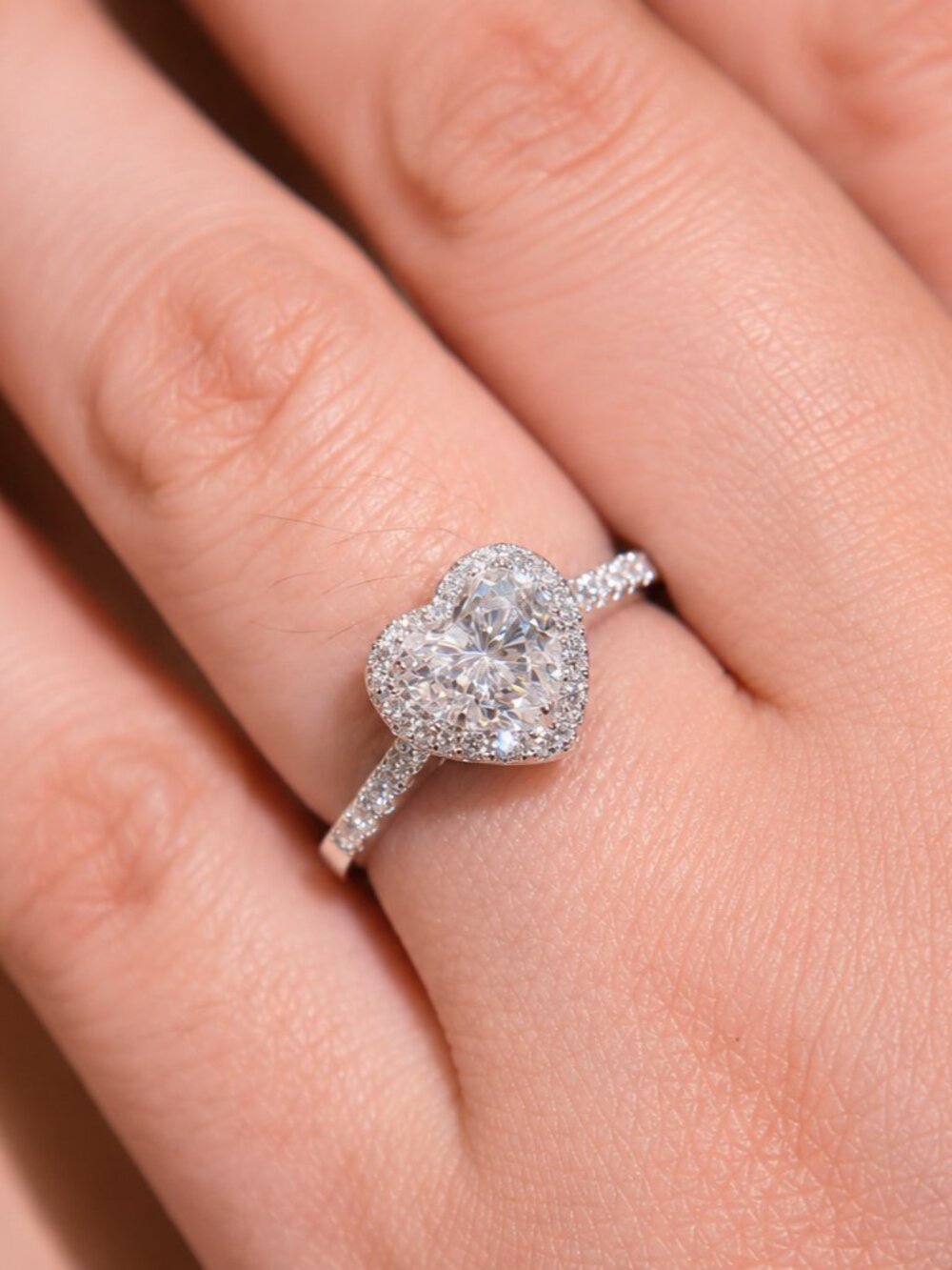 1CT Heart Moissanite Ring | 925 Sterling Silver Adjustable